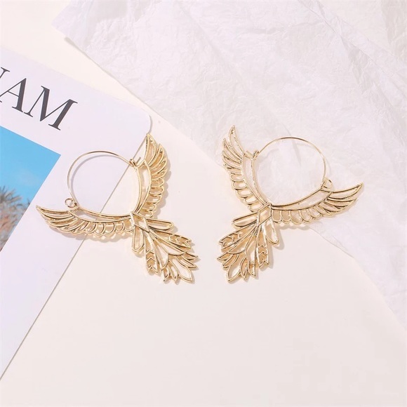 'In Flight' Thunderbird Boho Gold Earrings - Picture 2 of 7